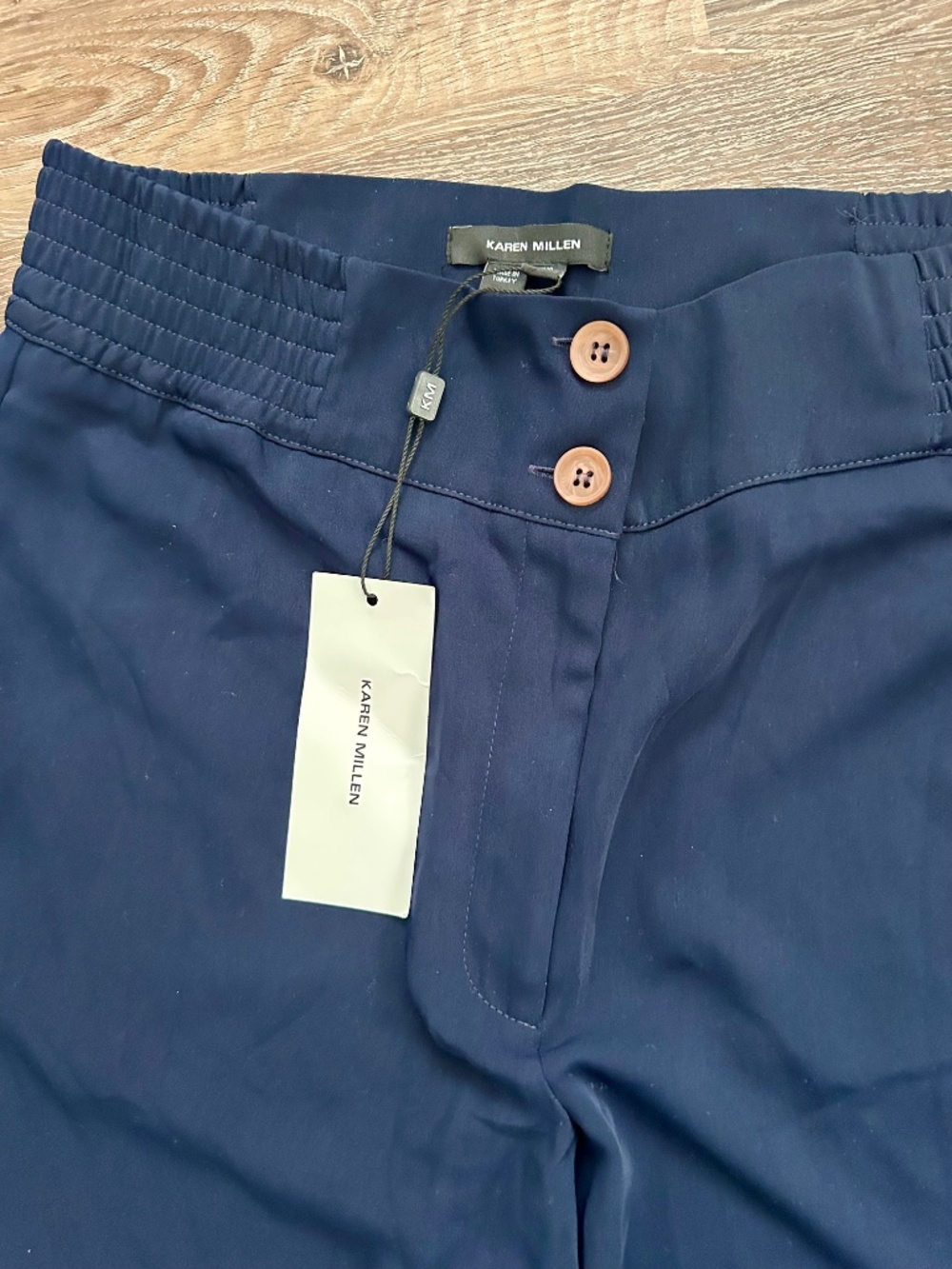 Karen Millen NWT Essential Tailored Wide Leg Woven Trousers Navy Sz 6 - Picture 4 of 11